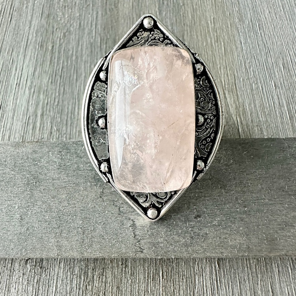 Rose Quartz 925 Stamped Ring